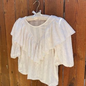 Mango white ruffle top